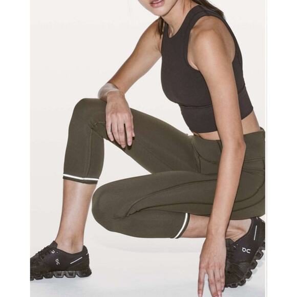 Lululemon Time To Sweat Crop *23" Dark Olive Size 8 - Picture 9 of 12